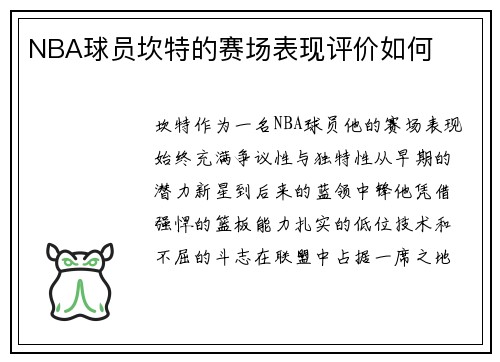 NBA球员坎特的赛场表现评价如何
